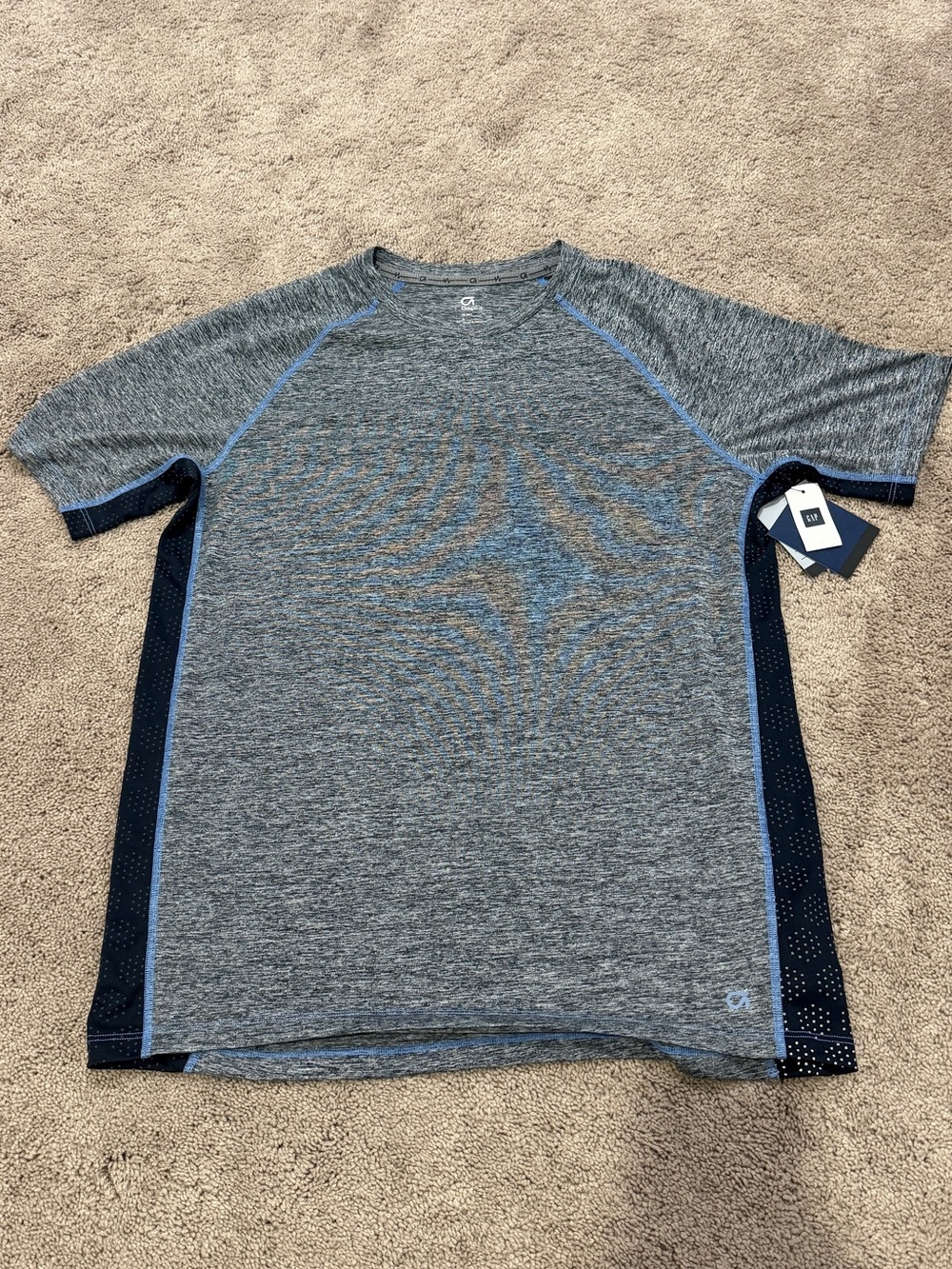 Gap fit Gray Athletic Tee with Navy Accents